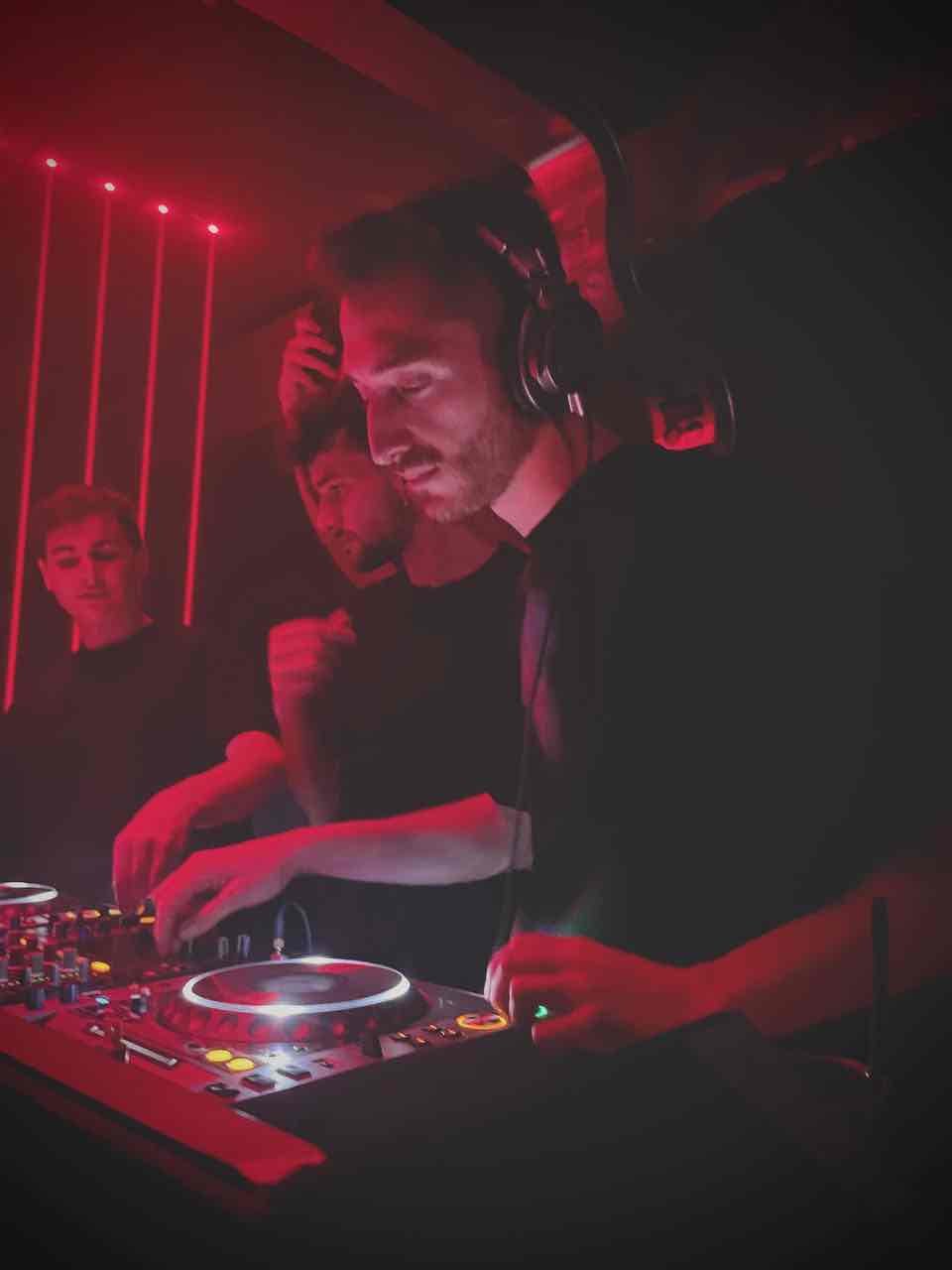 Club atmosphere with red lighting